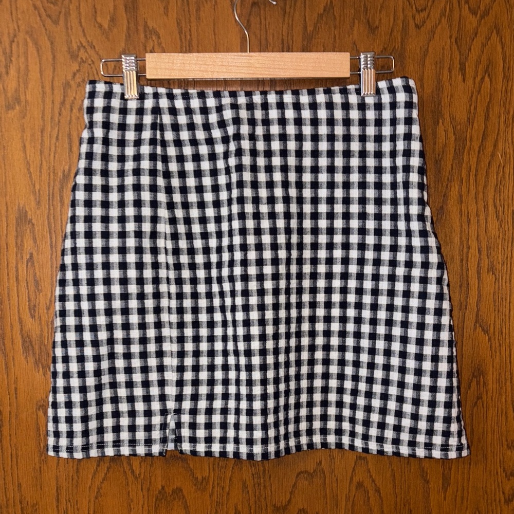 Dark Navy and White Checkered Skirt